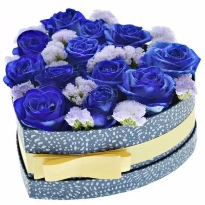 Krabička modrých růží